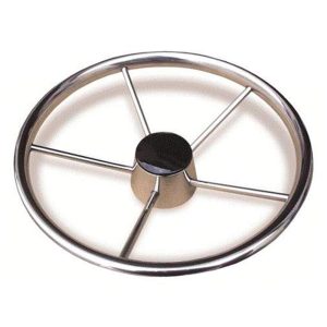 Volante Náutico Timão Inox 390mm Tampa Preta