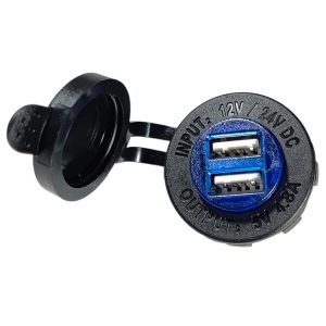 Tomada USB 12-24V 2 tomadas 2.1A Led Azul