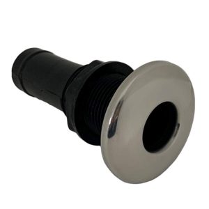 Saída De Água Náutica 11/8 Pol Plástico Com Acabamento Em Inox