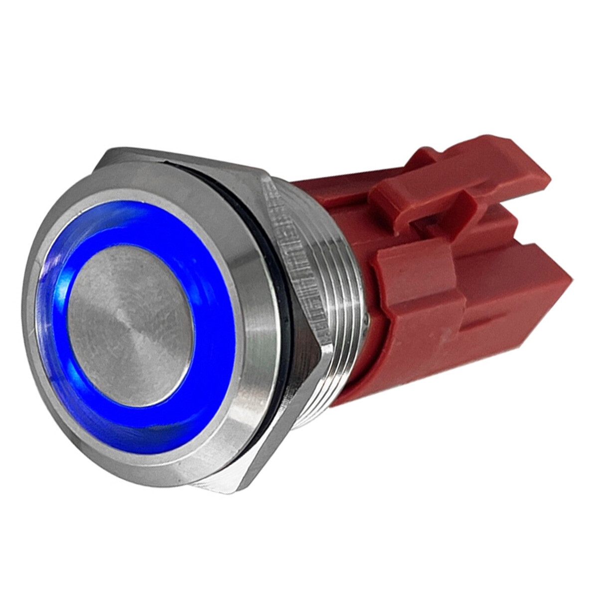 Botão Náutico On-Off Inox LED Azul 19mm 12-24v